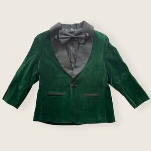 NEW Velvet Tuxedo Jacket + Bow Tie Boys 5
